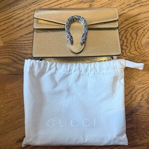 Gucci Gold Mini Dionysus Clutch with Chain Detail